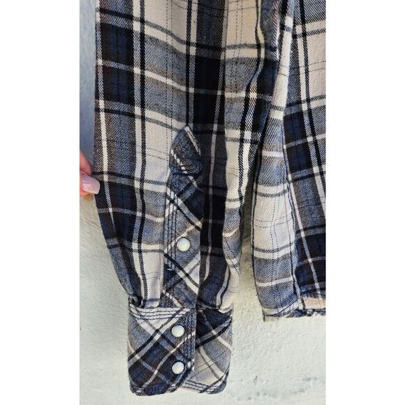 True Religion Shirt Mens XXL Black Plaid Western Flannel Pearl Snap Long Sleeve - Picture 4 of 7